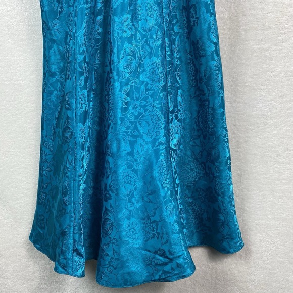 Womens VTG Adonna Y2K Floral Satin Nighty Slip Dress Blue Lace‎ Size L Short USA - Picture 5 of 9